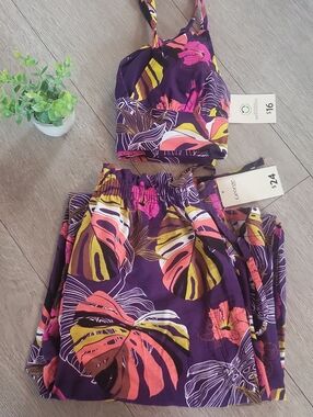 George l Floral Two-Piece Bikini Set - Purple, Pink & Yellow S/XS